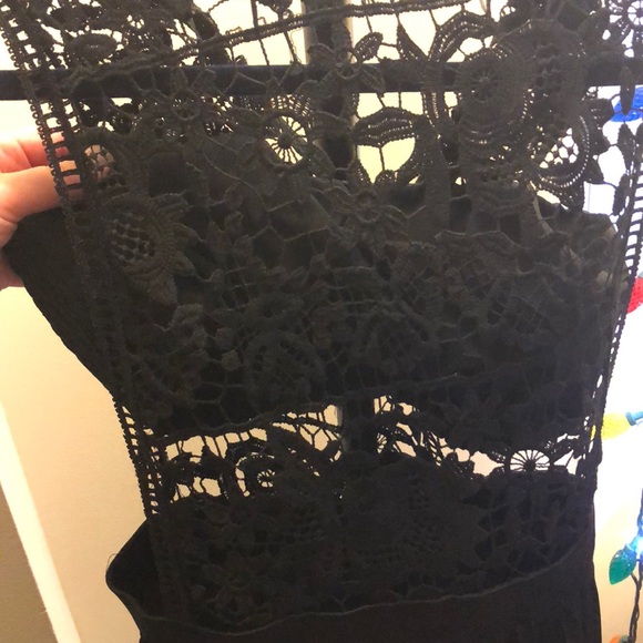 Aqua black illusion gown - Picture 3 of 4